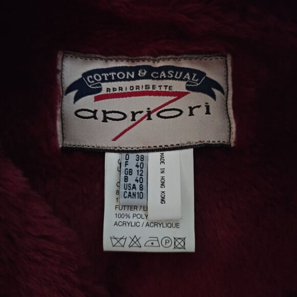 Apriori Cotton & Casual Apriorisette Burgundy Plush Lined Puffer Vest Size 8 - Picture 9 of 14